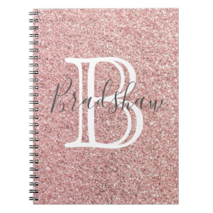 Caderno Espiral Rosa Glitter Name