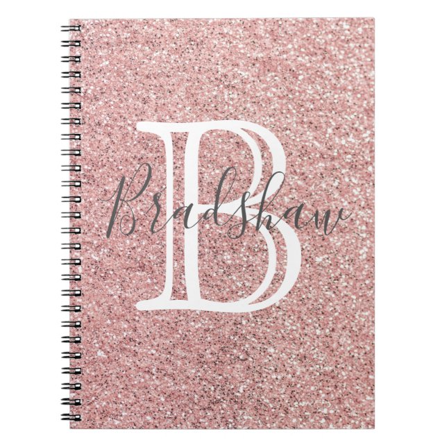 Caderno Espiral Rosa Glitter Name (Frente)