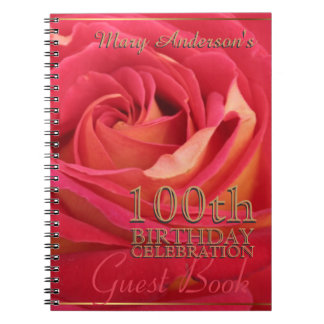 Caderno Espiral Rosa gold 100º Aniversário Celebração de Guest Boo