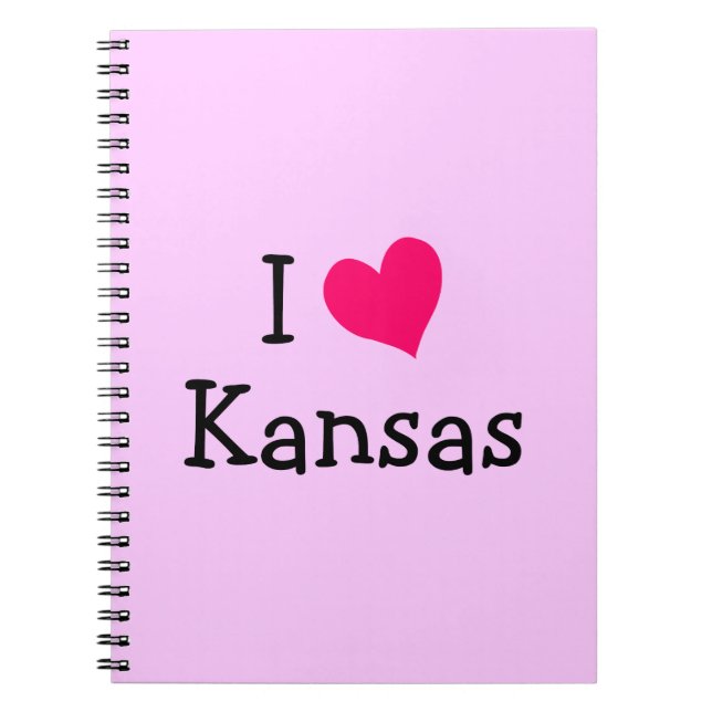Caderno Espiral Rosa I Love Kansas (Frente)