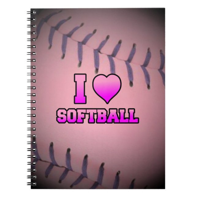 Caderno Espiral Rosa I Love Softball (Frente)