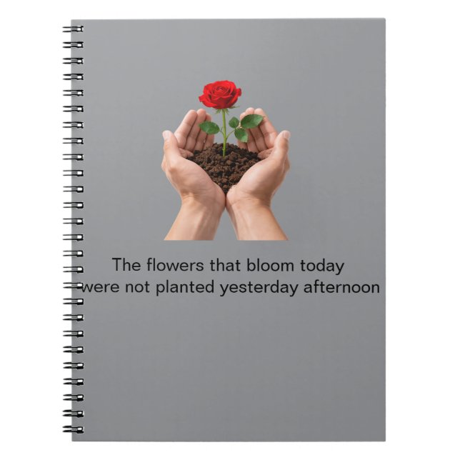 Caderno Espiral Rosa Inspiradora em Mãos Cuidadosas (Frente)