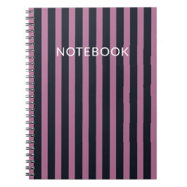 Caderno Espiral rosa listrado | nome personalizado do marinho