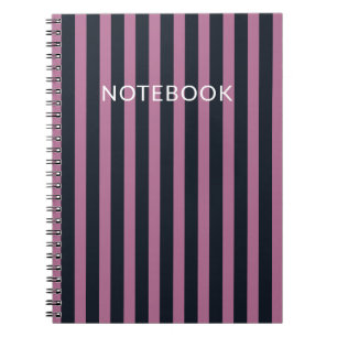 Caderno Espiral rosa listrado   nome personalizado do marinho