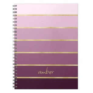 Caderno Espiral Rosa Monocromático com Personalização Dourada