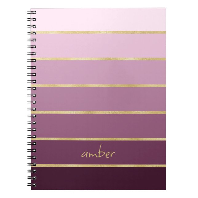 Caderno Espiral Rosa Monocromático com Personalização Dourada (Frente)