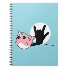 Caderno Espiral Rosa Narwhal ASL I Love You - Deaf Culture Design