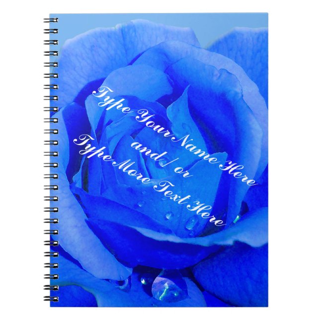 Caderno Espiral Rosa Notebook Personalizado Blue Rosa Jounal Book (Frente)