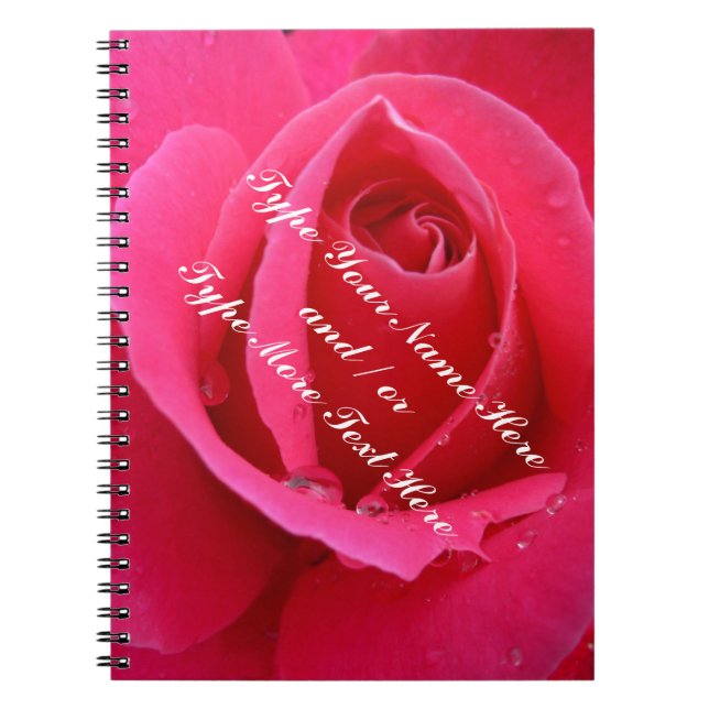 Caderno Espiral Rosa Notebook Personalizado Romântico Rosa Livro R (Frente)