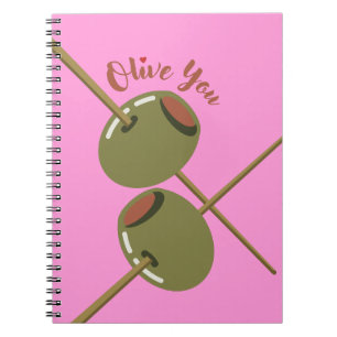 Caderno Espiral Rosa Olá Você Fofo Azeitona Engr