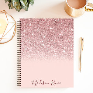 Caderno Espiral Rosa, Ombro Cor-de-rosa brilhante Dourado