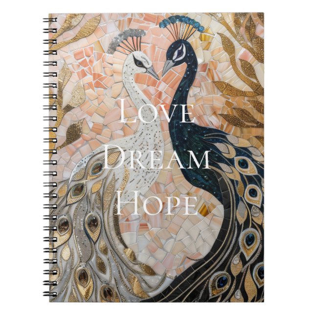 Caderno Espiral Rosa Pavão bonito Dourado (Frente)