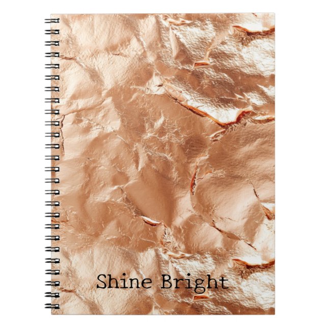 Caderno Espiral Rosa Peach Dourado Glam (Frente)