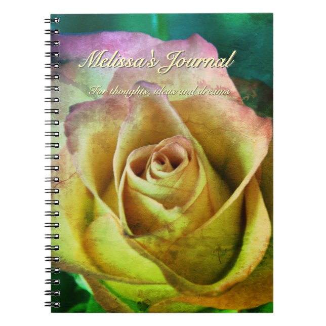 Caderno Espiral Rosa Personalizável para Diário ou Notebook (Frente)