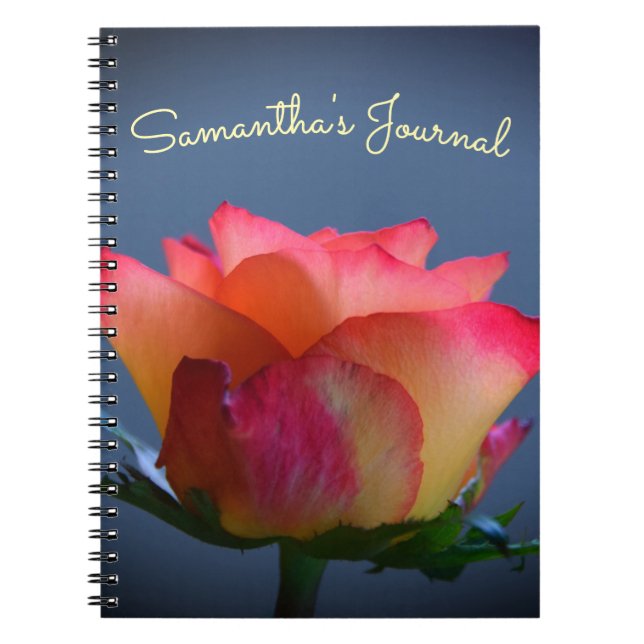 Caderno Espiral Rosa Personalizável para Diário ou Notebook (Frente)