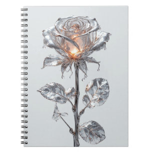 Caderno Espiral Rosa Prateada Metálica Luminosa