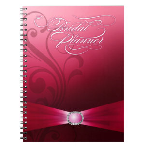 Caderno Espiral Rosa quente bonito do planejador   do casamento do