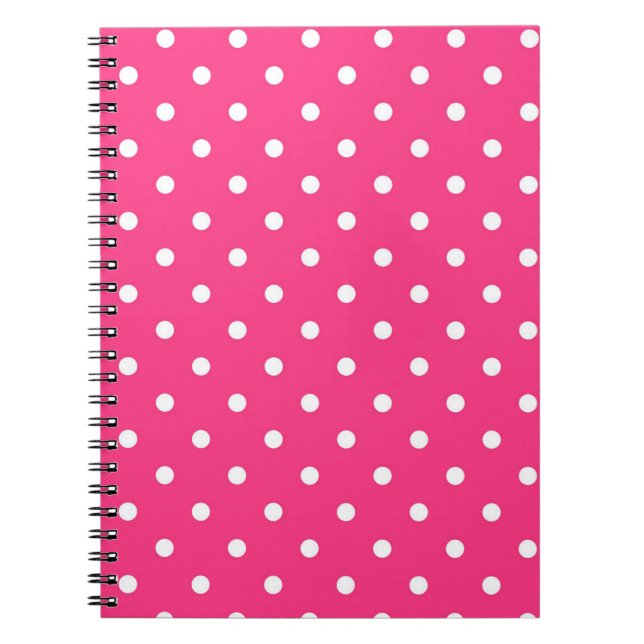 Caderno Espiral Rosa quente com Bolinhas brancas (Frente)