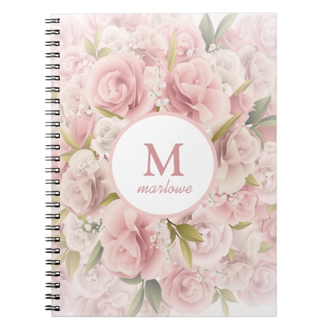 Caderno Espiral rosa romântico chic elegante (Frente)
