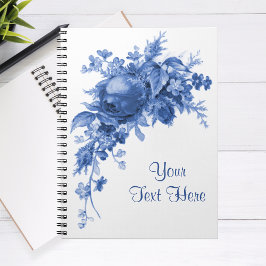 Caderno Espiral Rosa Romântico Vintage em Azul