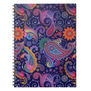 Caderno Espiral Rosa roxo de Paisley