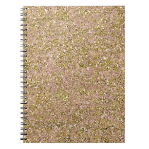 Caderno Espiral Rosa Rubor Dourado Brilho Glamour Brilhos