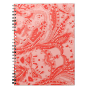 Caderno Espiral Rosa Salmon Paisley