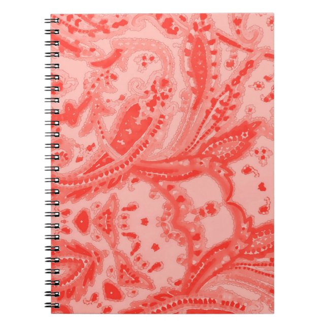 Caderno Espiral Rosa Salmon Paisley (Frente)