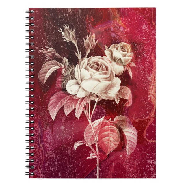 Caderno Espiral ROSA sobre fundo vermelho (Frente)
