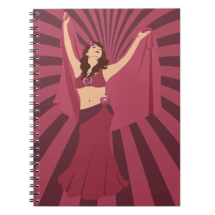 Caderno Espiral Rosa vermelha Belly Dancer