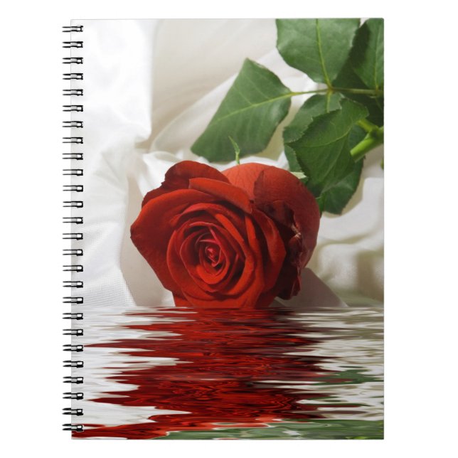Caderno Espiral Rosa vermelha bonito com Reflexão (Frente)