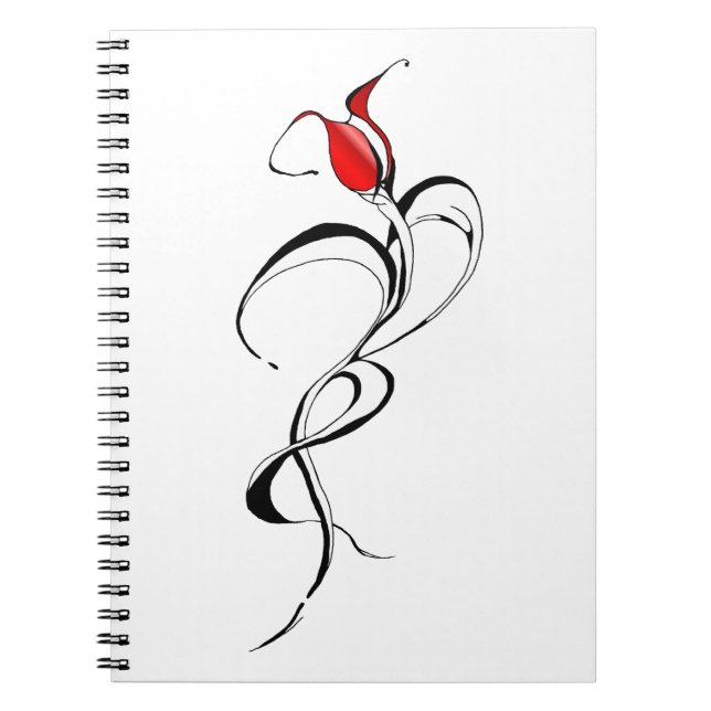 Caderno Espiral Rosa vermelha de Design Tribal (Frente)
