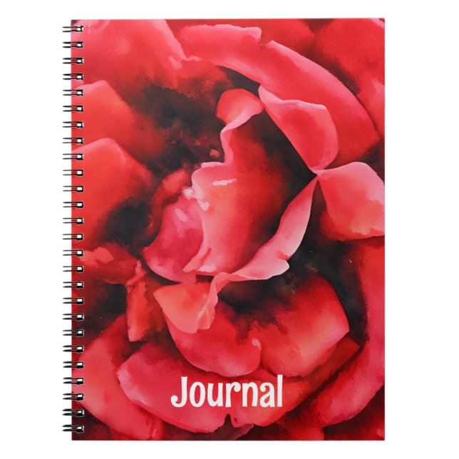 Caderno Espiral Rosa vermelha Flor Petals Art Diário Personalizar (Frente)