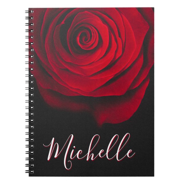 Caderno Espiral Rosa vermelha monográfica personalizada fotografia (Frente)
