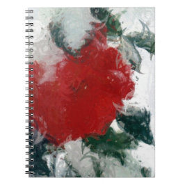 Caderno Espiral Rosa vermelha na neve