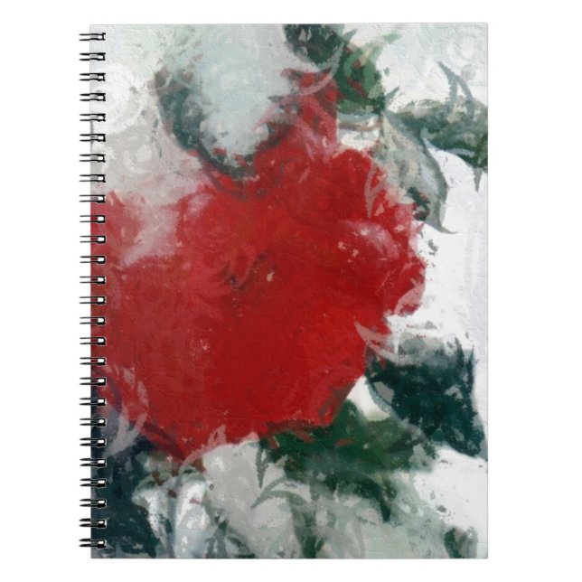 Caderno Espiral Rosa vermelha na neve (Frente)