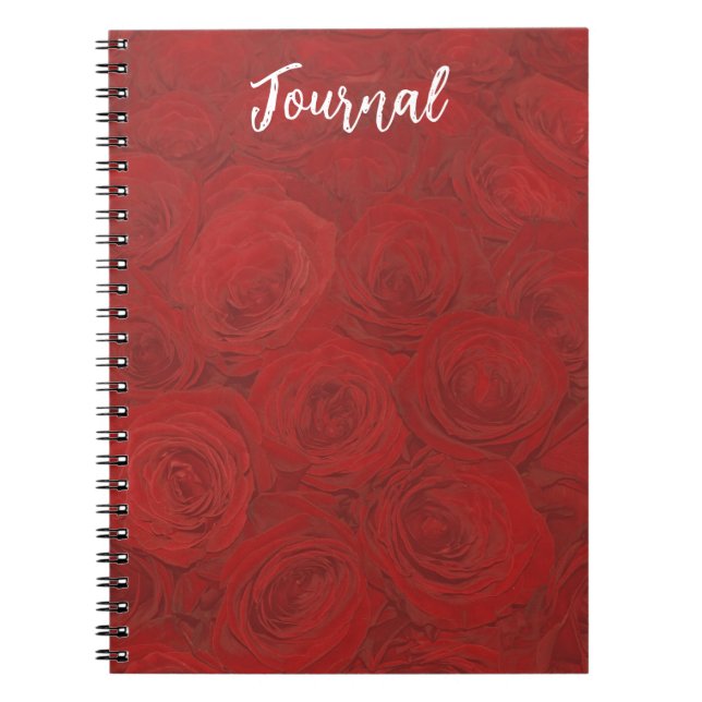 Caderno Espiral Rosa vermelha no Diário Notebook (Frente)