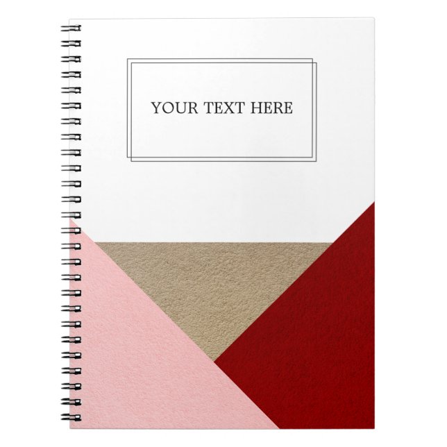 Caderno Espiral Rosa Vermelho e Dourado Personalizado (Frente)