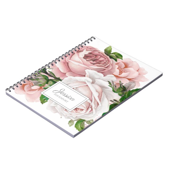 Caderno Espiral Rosa Vintage Floral (Left Side)