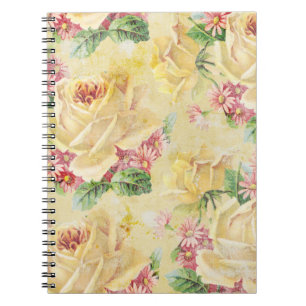 Caderno Espiral Rosas Amarelas e Visitas Rosa