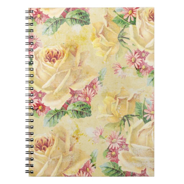Caderno Espiral Rosas Amarelas e Visitas Rosa (Frente)