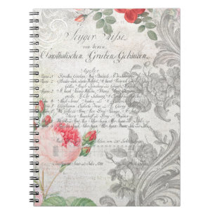 Caderno Espiral Rosas Antigos, Rolos e Script Gravados