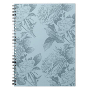 Caderno Espiral Rosas azuis Vintage