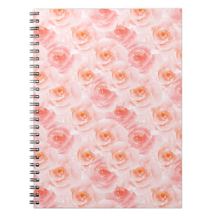 Caderno Espiral Rosas bonito de Cor de Água Rosa