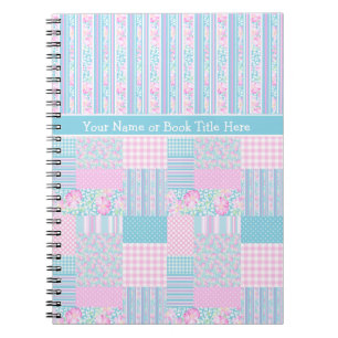 Caderno Espiral Rosas, Borboletas, Notebook Espiral com Patchwork 