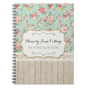 Caderno Espiral Rosas Chiques, Lace & Burlap Vintage Boutique