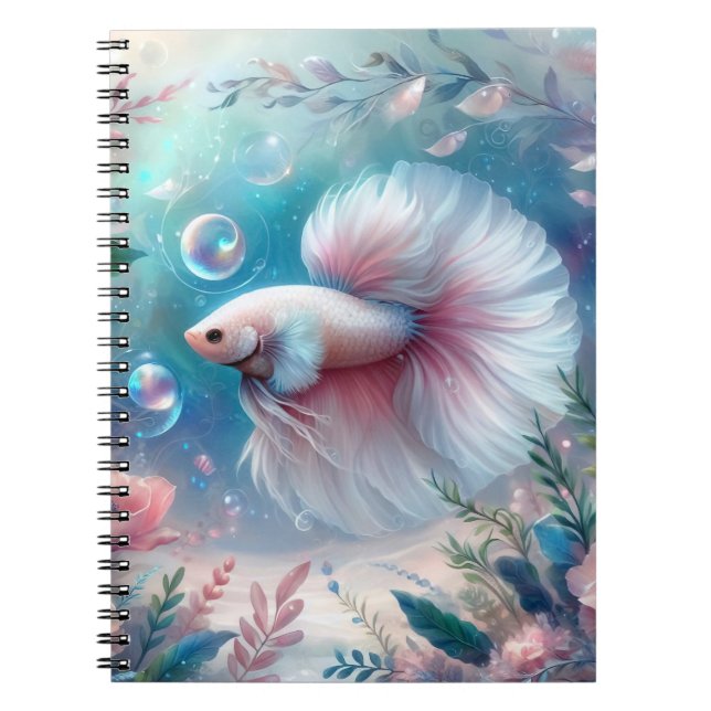 Caderno Espiral Rosas claro Whimssso Betta Fish (Frente)