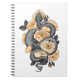 Caderno Espiral rosas cobra e amarelas