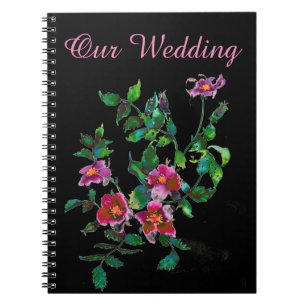 Caderno Espiral Rosas cor-de-água magenta cor-de-rosa-vírgula