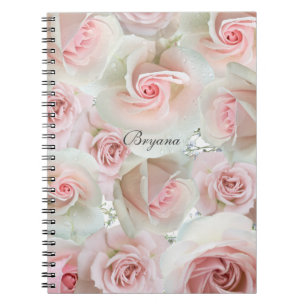 Caderno Espiral Rosas cor-de-rosa e respiração do bebê QUALQUER no